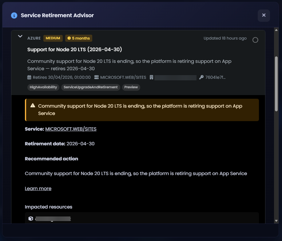 Service Retirement Notice